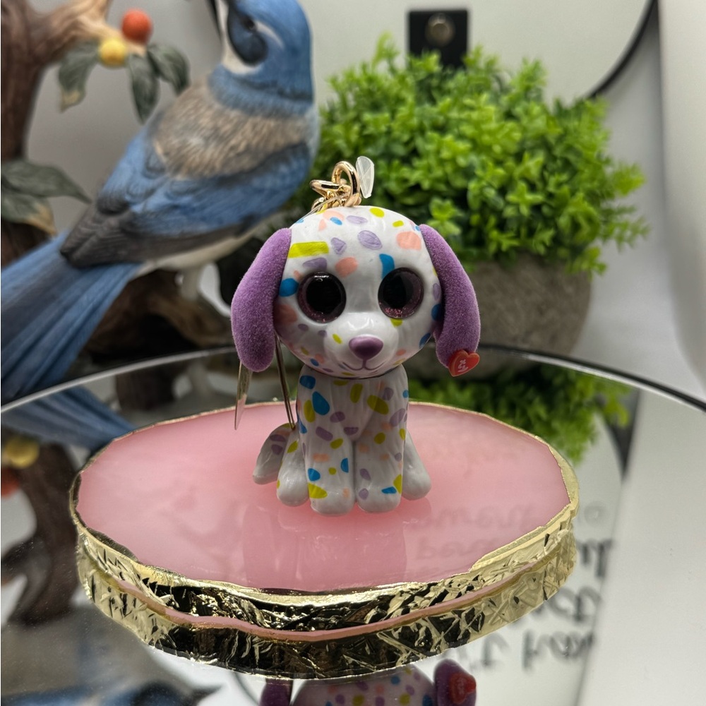 TY Darling Birthday February 2nd Colorful Polka Dot Dog Keychain